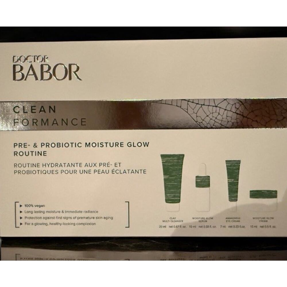 DOCTOR BABOR Clean Formance Pre & Probiotic Moisture Glow Routine 4 Pieces NIB